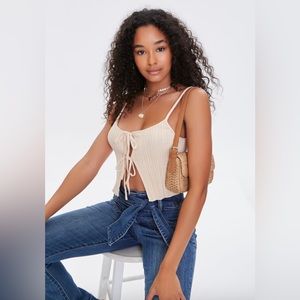 NWT Forever 21 Tie Sweater-Knit Cotton Cami Tan Size Small